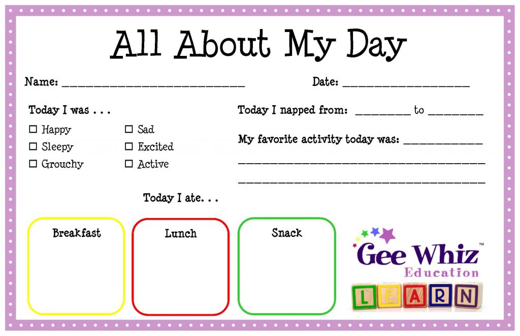 Preschool Daily Note! GeeWhiz Education