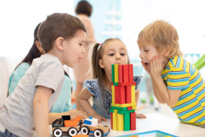 Little Kids Build Wooden Toys At Home Or Daycare. Emotional Kids