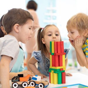 Little Kids Build Wooden Toys At Home Or Daycare. Emotional Kids