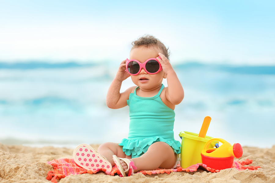 adorable african american girl on beach